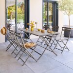 Table de balcon greensboro caf� 6 places - acier, traitement anti - rouille renforc� hesp�ride