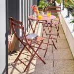 Table de balcon pliante greensboro acajou 2 places - acier, traitement anti - rouille renforc� hesp�ride ...