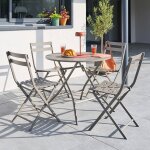 Table de balcon pliante greensboro caf� 4 places - acier, traitement anti - rouille renforc� hesp�ride ...