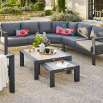 Table basse de jardin carr�e �vasion graphite honey 67 x 31 cm - aluminium trait� �poxy hesp�ride