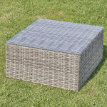 Table basse de jardin carr�e moor�a terre d'ombre 72 x 36, 5 cm - aluminium trait� �poxy, r�sine tress�e ...