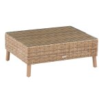 Table basse de jardin rectangulaire moorea savana 72 x 36 90 cm - aluminium trait� �poxy, verre hesp�ride ...