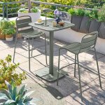 Table haute de jardin carr�e alegoria vert laurier 2 places - acier trait� �poxy, traitement anti - rouille ...