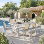 Table de jardin axiome eucalyptus blanc 8 places - certifi fsc hespride
