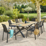 Table de jardin axiome eucalyptus graphite 8 places - certifi fsc hespride
