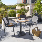 Table de jardin bistro lambada c�ramique graphite 2 places - acier trait� �poxy, traitement antirouille ...