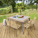 Table de jardin bistro lambada c�ramique graphite 8 places - acier trait� �poxy, traitement antirouille ...