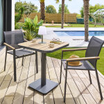 Table de jardin bistro tyla acacia graphite 2 places - acier traité époxy, certifié fsc® hespéride Table de jardin bistro tyla acacia graphite 2 places - acier traité époxy, certifié fsc® hespéride
