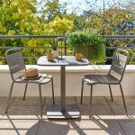 Table de jardin carr�e alegoria caf� 2 places - acier, traitement anti - rouille renforc� hesp�ride