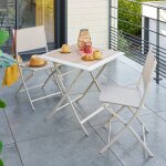 Table de jardin carr� azua epeautre / argile 2 places - aluminium trait� �poxy, verre hesp�ride