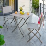 Table de jardin carr� azua truffe / caf� 2 places - aluminium trait� �poxy hesp�ride