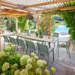 Table de jardin extensible rectangulaire evasion lin / vert laurier 12 places - aluminium trait� �poxy ...