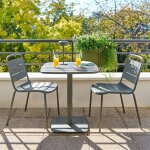 Table de jardin carr�e alegoria vert laurier 2 places - acier, traitement anti - rouille renforc� hesp�ride ...