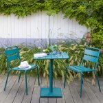 Table de jardin carrée phuket bleu canard 2 places - acier traité époxy, traitement antirouille renforcé ... Table de jardin carrée phuket bleu canard 2 places - acier traité époxy, traitement antirouille renforcé ...