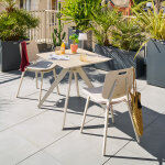 Table de jardin carr�e terzano vanille argile 2 places - aluminium trait� �poxy hesp�ride