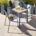 Table de jardin Évasion effet bois honey graphite 2 places - aluminium traité époxy, lattes hespéride ... Table de jardin Évasion effet bois honey graphite 2 places - aluminium traité époxy, lattes hespéride ...