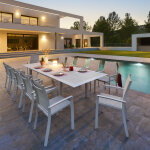 Table de jardin extensible allure effet bois grge avoine 12 places - aluminium trait poxy hespride ...