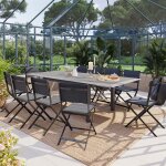 Table de jardin extensible allure effet bois muscade graphite 10 places - aluminium trait� �poxy hesp�ride ...