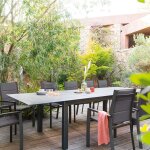 Table de jardin extensible allure effet bois muscade graphite 12 places - aluminium traité époxy hespéride ... Table de jardin extensible allure effet bois muscade graphite 12 places - aluminium traité époxy hespéride ...