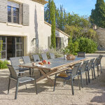 Table de jardin extensible axiome graphite honey 12 places - aluminium trait� �poxy hesp�ride