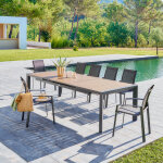 Table de jardin evasion effet bois honey / graphite 10 places - aluminium trait� �poxy hesp�ride
