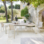Table de jardin extensible Évasion effet bois lin argile 10 places - aluminium traité époxy hespéride ... Table de jardin extensible Évasion effet bois lin argile 10 places - aluminium traité époxy hespéride ...