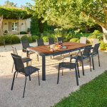 Table de jardin extensible paradize effet noyer graphite 12 places - aluminium, acacia certifi� fsc� ...