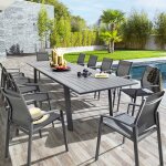 Table de jardin extensible pavane graphite 12 places - aluminium trait� �poxy hesp�ride