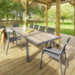 Table de jardin extensible pavane pécan graphite 10 places - aluminium traité époxy, ecp hespéride Table de jardin extensible pavane pécan graphite 10 places - aluminium traité époxy, ecp hespéride
