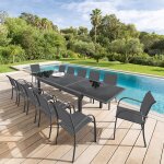 Table de jardin extensible piazza graphite 10 places - aluminium traité époxy, verre trempé hespéride ... Table de jardin extensible piazza graphite 10 places - aluminium traité époxy, verre trempé hespéride ...