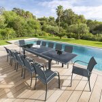 Table de jardin extensible piazza graphite 12 places - aluminium traité époxy, verre trempé hespéride ... Table de jardin extensible piazza graphite 12 places - aluminium traité époxy, verre trempé hespéride ...