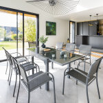 Table de jardin extensible piazza graphite 8 places - aluminium traité époxy, verre trempé hespéride Table de jardin extensible piazza graphite 8 places - aluminium traité époxy, verre trempé hespéride