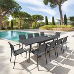 Table de jardin extensible piazza graphite 10 places - aluminium trait� �poxy hesp�ride