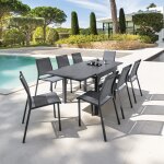 Table de jardin extensible piazza graphite 8 places - aluminium traité époxy hespéride Table de jardin extensible piazza graphite 8 places - aluminium traité époxy hespéride