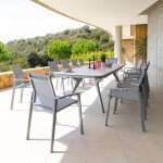 Table de jardin extensible pulpy gris quartz 12 places - aluminium traité époxy, verre revêtement céramique ... Table de jardin extensible pulpy gris quartz 12 places - aluminium traité époxy, verre revêtement céramique ...