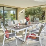 Table de jardin extensible unisson p�can blanc 10 places - aluminium trait� �poxy, ecp hesp�ride