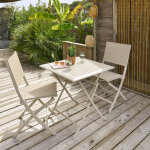 Table de jardin pliante carrée azua argile 2 places - aluminium traité époxy hespéride Table de jardin pliante carrée azua argile 2 places - aluminium traité époxy hespéride
