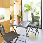 Table de jardin pliante carrée azua graphite 2 places - aluminium traité époxy hespéride Table de jardin pliante carrée azua graphite 2 places - aluminium traité époxy hespéride