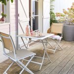 Table de jardin pliante carrée azua houblon blanc 2 places - aluminium traité époxy, ecp hespéride Table de jardin pliante carrée azua houblon blanc 2 places - aluminium traité époxy, ecp hespéride
