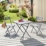 Table de jardin pliante carr�e greensboro gris quartz 2 places - roland - garros x hesp�ride