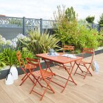 Table de jardin pliante rectangulaire greensboro ambre 4 places - acier trait� �poxy, traitement antirouille ...