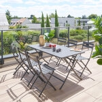 Table de jardin pliante rectangulaire greensboro graphite 6 places - acier trait poxy, traitement antirouill ...