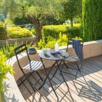 Table de jardin pliante ronde greensboro graphite 2 places - acier trait� �poxy, traitement antirouille ...