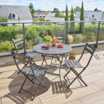 Table de jardin pliante ronde greensboro graphite 4 places - acier traité époxy, traitement antirouille ... Table de jardin pliante ronde greensboro graphite 4 places - acier traité époxy, traitement antirouille ...