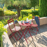 Table de jardin pliante ronde greensboro grenade 2 places - acier traité époxy, traitement antirouille ... Table de jardin pliante ronde greensboro grenade 2 places - acier traité époxy, traitement antirouille ...