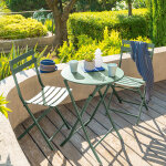 Table de jardin pliante ronde greensboro vert olive 2 places - acier traité époxy, traitement antirouille ... Table de jardin pliante ronde greensboro vert olive 2 places - acier traité époxy, traitement antirouille ...