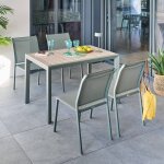 Table de jardin rectangulaire evasion lin / vert laurier 4 places - aluminium trait� �poxy hesp�ride