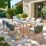 Table de jardin rectangulaire nelora beige ficelle / honey 8 places - aluminium trait� �poxy, quartz ...