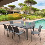 Table de jardin rectangulaire piazza graphite 8 places - aluminium trait� �poxy hesp�ride