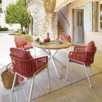 Table de jardin ronde oriengo acacia blanc 4 places - aluminium trait� �poxy, certifi� fsc� hesp�ride ...